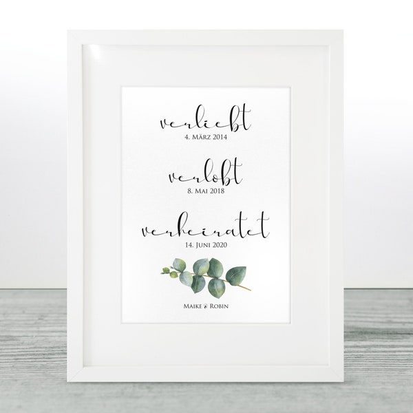 Poster "in love-engaged-married - Maike" in 2 sizes