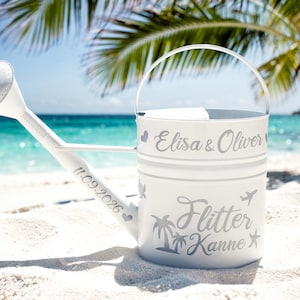 Personalisiertes Dekoaufkleber-Set Gießkanne Hochzeit | Flitterkanne Aufkleber mit Namen & Datum | Hochzeitsgeschenk | Tischdeko Hochzeit