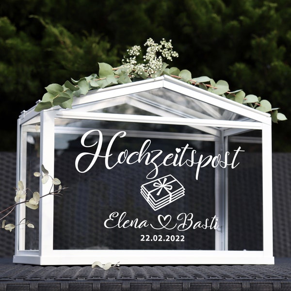 Sticker "Hochzeitspost - Elena" personalized with first name of bride & groom, in 5 colors