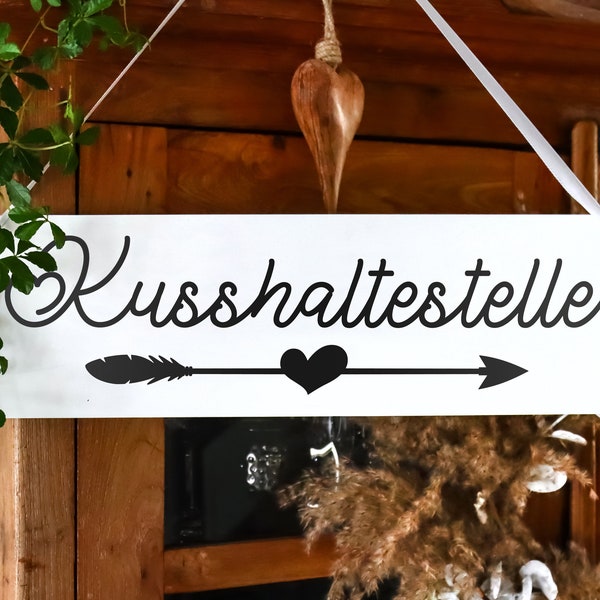 Aufkleber "Kusshaltestelle" / küssen / Geschenk / Sticker / Schild