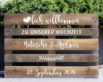 Palettenaufkleber "Hochzeit", Willkommen Hochzeit, Willkommenschild Hochzeit, Aufkleber Palette, Hochzeitspalette, Aufkleber Hochzeit