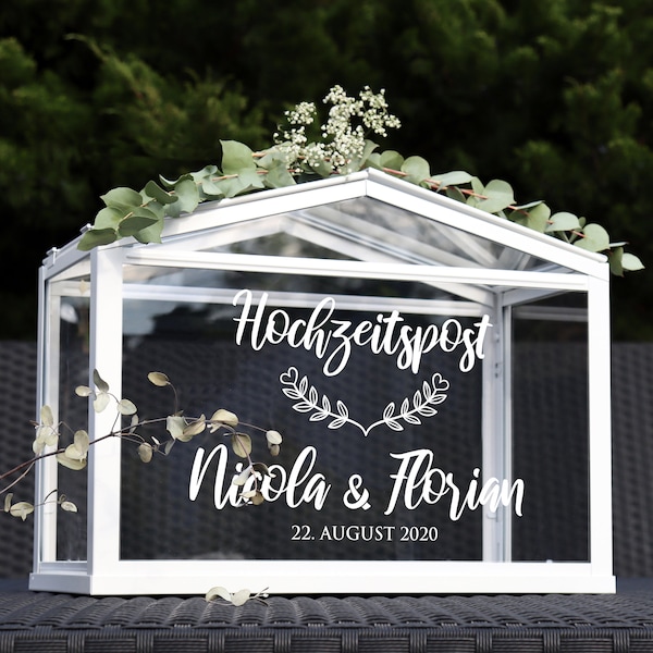 Sticker "Wedding Post Nicola" / greenhouse / for cards & money gifts - personalized in 3 colors
