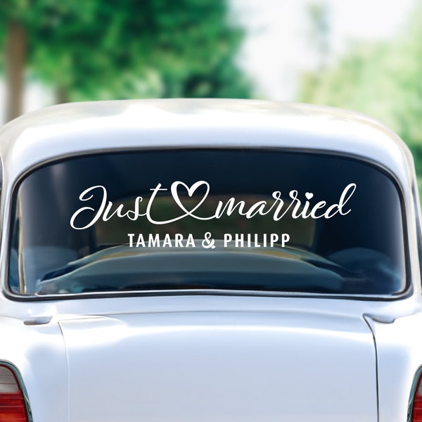Autoaufkleber "Just married - Tamara" / Hochzeit / Sticker / Auto