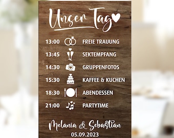 Aufkleber Hochzeit Tagesablauf / Hochzeit / Deko / Geschenk / Aufkleber / Sticker / Schild / DIY