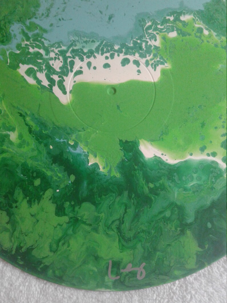 One of a Kind Acrylic Fluid Painting on Vintage Vinyl Record #62 art by Kenny Lessing 2019 Jungle Book