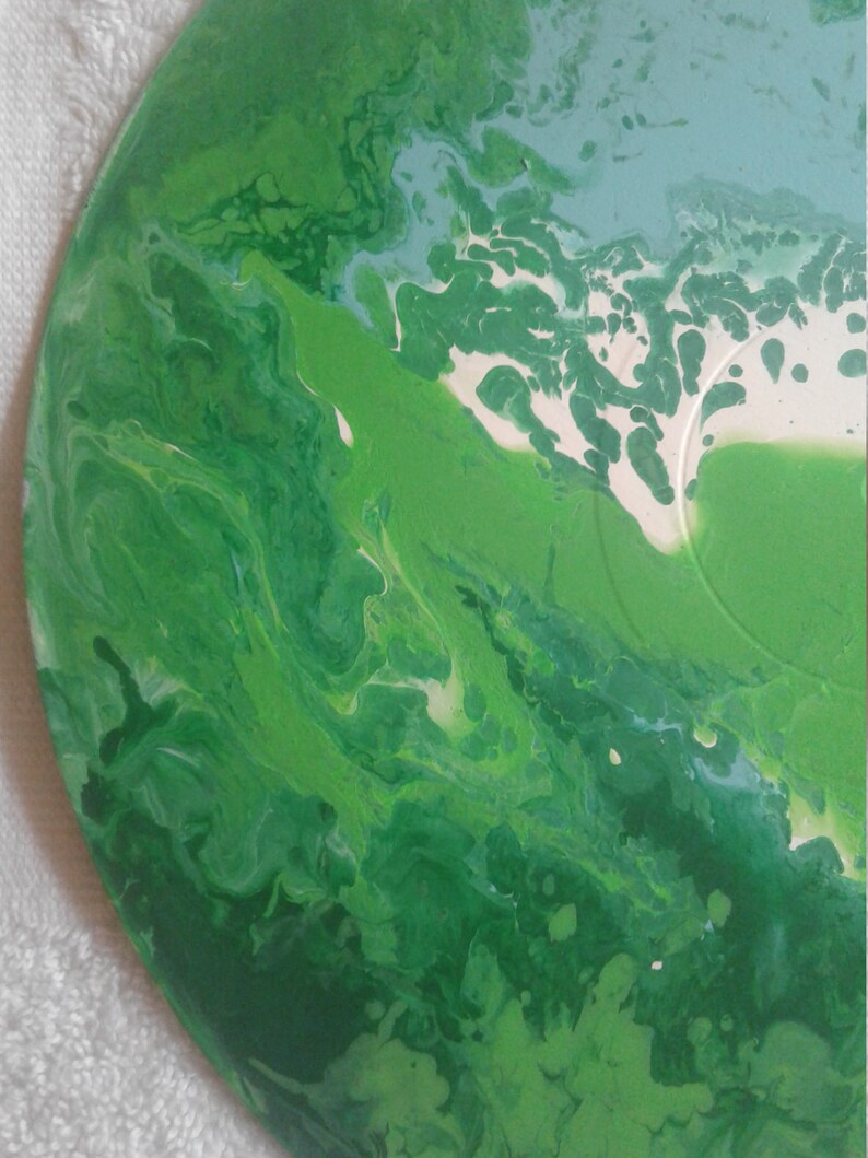 One of a Kind Acrylic Fluid Painting on Vintage Vinyl Record #62 art by Kenny Lessing 2019 Jungle Book