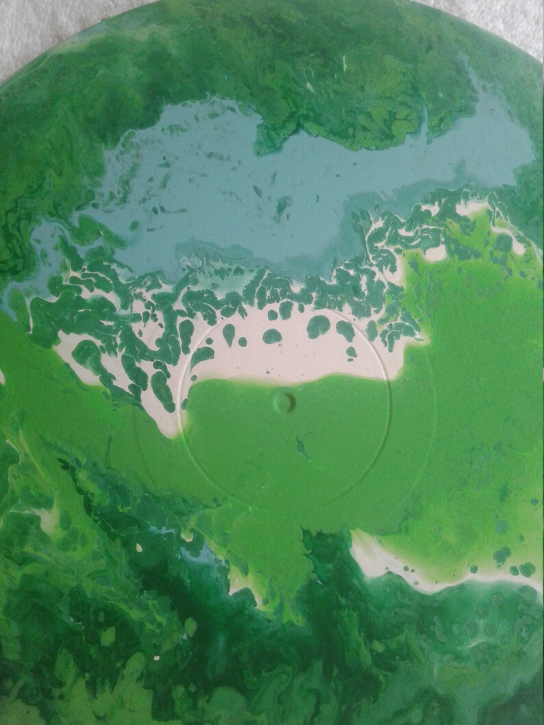 One of a Kind Acrylic Fluid Painting on Vintage Vinyl Record #62 art by Kenny Lessing 2019 Jungle Book