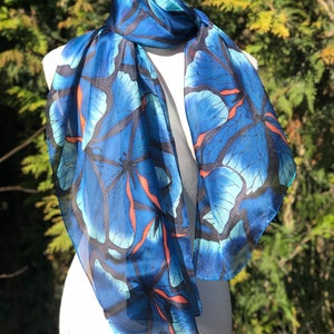 Blue Snake And Butterfly Silk Scarf main image 1