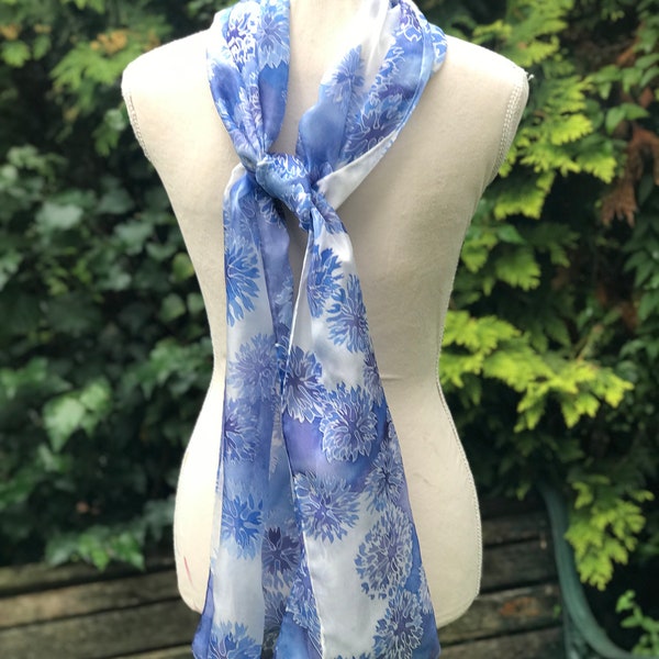 Cornflower Blue Silk Scarf - Hand Painted Silk Scarf - Silk Anniversary Gift - Beautiful Gift For Her - Long Silk Scarf - Gift for Mum