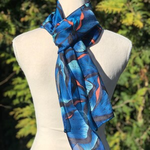 Blue Snake And Butterfly Silk Scarf