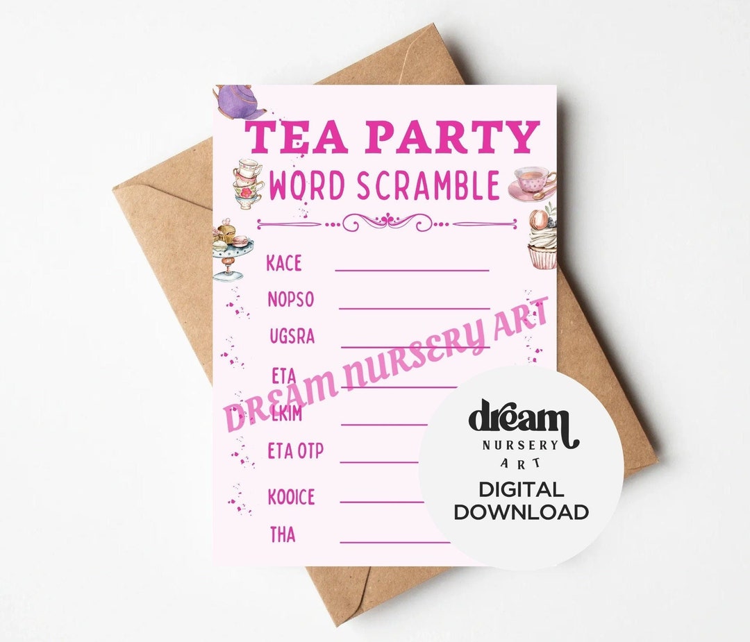 Tea Party Games for Kids Printable Tea Party Word Scramble - Etsy