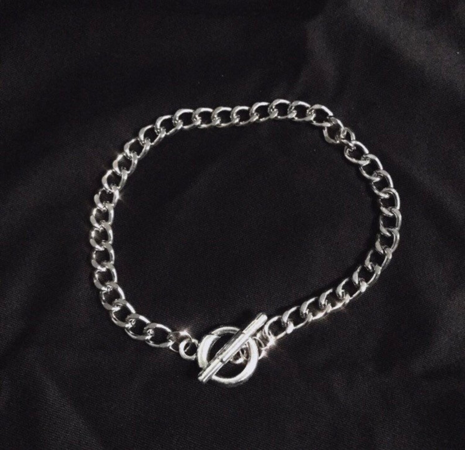 Silver Clasp Chain Bracelet Cuff Gothic Jewelry Y2K 90s Etsy
