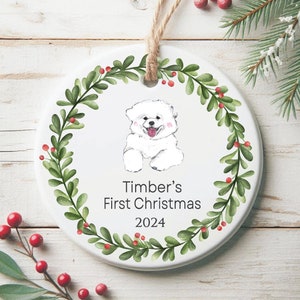 Puppy's First Christmas Ornament, Samoyed Ornament, Samoyed Christmas Ornament, Puppy's First Christmas, 1st Christmas Ornament Samoyed