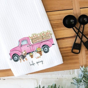 Easter Kitchen Towel, Dish Towel, Tea Towel, Yorkie Towel, Kitchen Towel Dog, Dog Kitchen Towel, Yorkie Gift, Terrier Gift, Spring, Summer