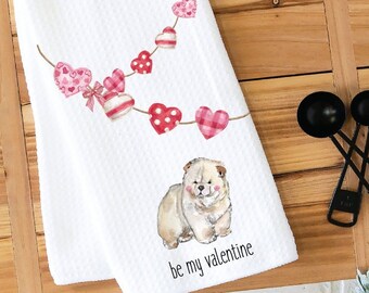 Valentine's Day Kitchen Towel, Dish Towel, Tea Towel, Chow Chow Towel, Kitchen Towel Dog, Dog Kitchen Towel