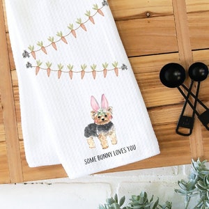 Easter Kitchen Towel, Dish Towel, Tea Towel, Yorkie Towel, Kitchen Towel Dog, Dog Kitchen Towel, Yorkie Gift, Terrier Gift, Spring, Summer