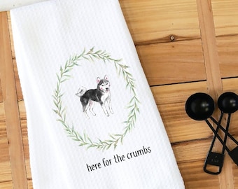Husky Dog SET OF 2 BATH HAND TOWELS EMBROIDERED BY LAURA Husky Dog SET OF 2 BATH HAND TOWELS EMBROIDERED BY LAURA