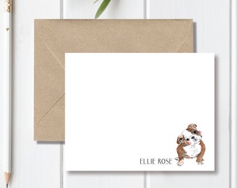 English Bulldog Gift, American Bulldog Lover, Bulldog Stationery, Stationary Set, Note Cards, Personalized, Bulldog Mom, Bulldog