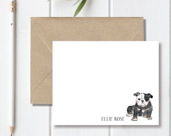 English Bulldog Gift, American Bulldog Lover, Bulldog Stationery, Stationary Set, Note Cards, Personalized, Bulldog Mom, Bulldog