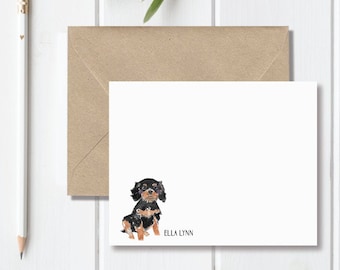 Cavalier King Charles Gift, Cavalier King Charles Lover, Black and Tan, Cavalier Stationery, Stationary Set, Note Cards, Personalized