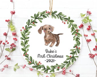 Dog's First Christmas, Dachshund Christmas Ornament, Dachshund Ornament, 1st Christmas Ornament Dachshund, Dachshund Gift