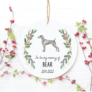 Loss of Pet Gift, Loss of Weimaraner, Pet Memorial Ornament, Weimaraner Gift, In Memory Of, Memorial Gift Weimaraner, Memorial Gift Dog