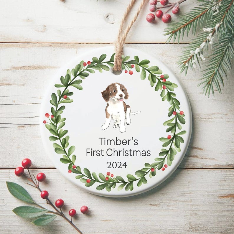 Dog's First Christmas, Springer Spaniel Christmas Ornament, Springer