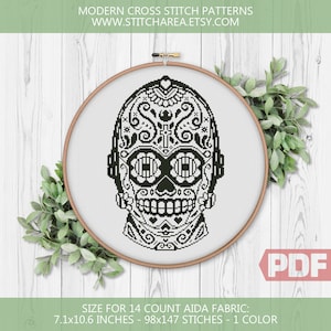 Sugar Skull Cross Stitch Pattern: Movie Fantasy Embroidery (PDF Instant Download)