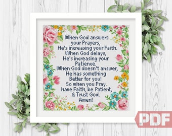 Bible Verse Cross Stitch Pattern: When God Answers (PDF Download)