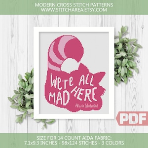Cross Stitch Pattern, Alice Adventures & Through The Looking-Glass, Hero Fairytale, Embroidery Modern xStitch PDF Instant Download