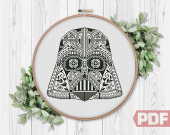 Sugar Skull Darth Vader Cross Stitch Pattern: Movie Fantasy (PDF Instant Download)