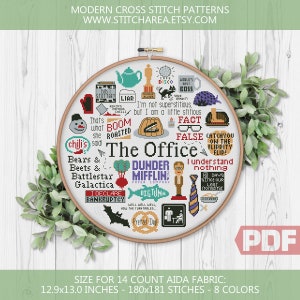The Office Cross Stitch Pattern, Best Logo Quotes, Funny TV Show, Art Fan Sitcom Comic Series, Counted Chart PDF Digital Download