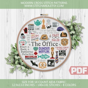 The Office Cross Stitch Pattern, Best Logo Quotes, Funny TV Show, Art Fan Sitcom Comic Series, Counted Chart PDF Digital Download