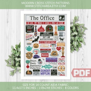 The Office Cross Stitch Pattern, Best Quotes, Funny TV Show, Art Fan Sitcom Comic Series, Counted Chart xStitch PDF Digital Download
