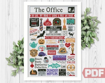 Schema punto croce The Office: citazioni divertenti di programmi TV (download digitale PDF)