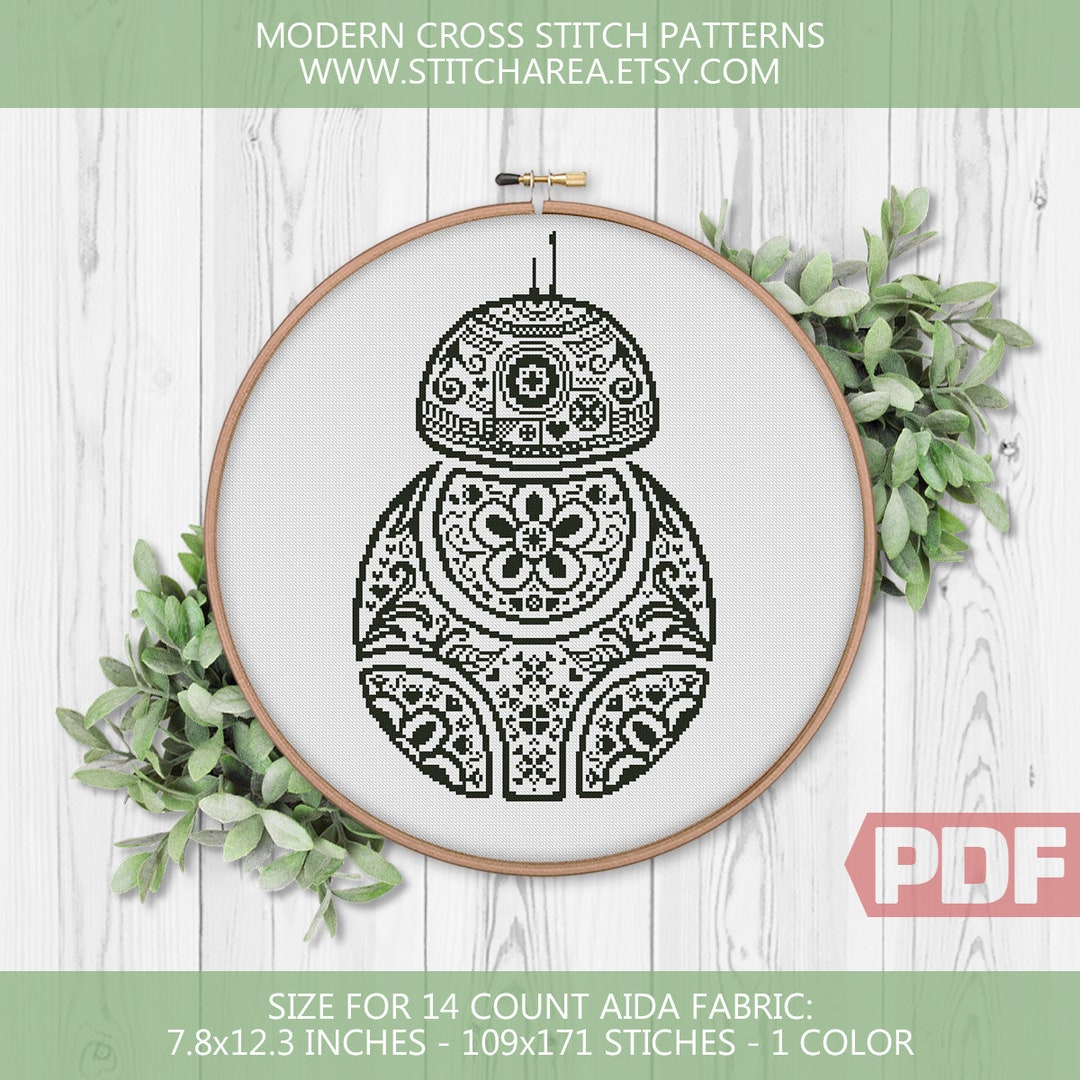Droid Cross Stitch Pattern, Star Sugar Skull, TV Show Hero, Home Modern ...