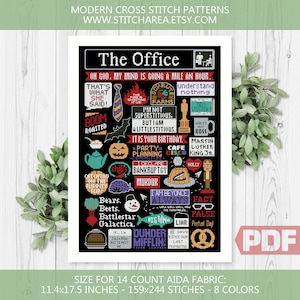 The Office Cross Stitch Pattern, Best Quotes, Funny TV Show, Art Fan Sitcom Comic Series, Counted Chart Black xStitch PDF Digital Download
