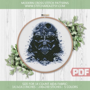 Cross Stitch Pattern, Galaxy xStitch Movie Fantasy Death Star Home Modern Decor Funny Nerdy Gift PDF Instant Digital Download