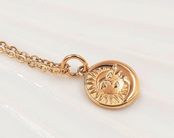 Sun and Moon Necklace Moon Sun Pendant Gold