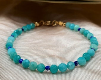 Amazonite and lapis lazuli women's bracelet