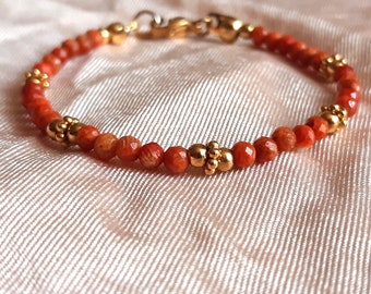 Women's coral bracelet, 3mm coral jewelry