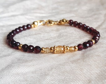 Garnet and Citrine women's bracelet, Christmas gift