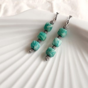 Boucles d'oreilles amazonite, pierre naturelle bleue clous d'oreilles image 5