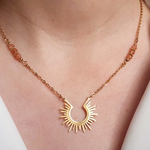 Sunstone necklace, sun pendant, sparkling sunstone necklace, premium quality heliolite necklace gold