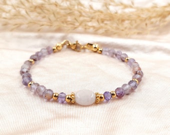 Soothing rose quartz, phantom quartz and amethyst bracelet