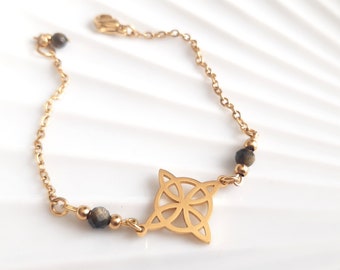 Celtic knot cross bracelet, obsidian magic bracelet