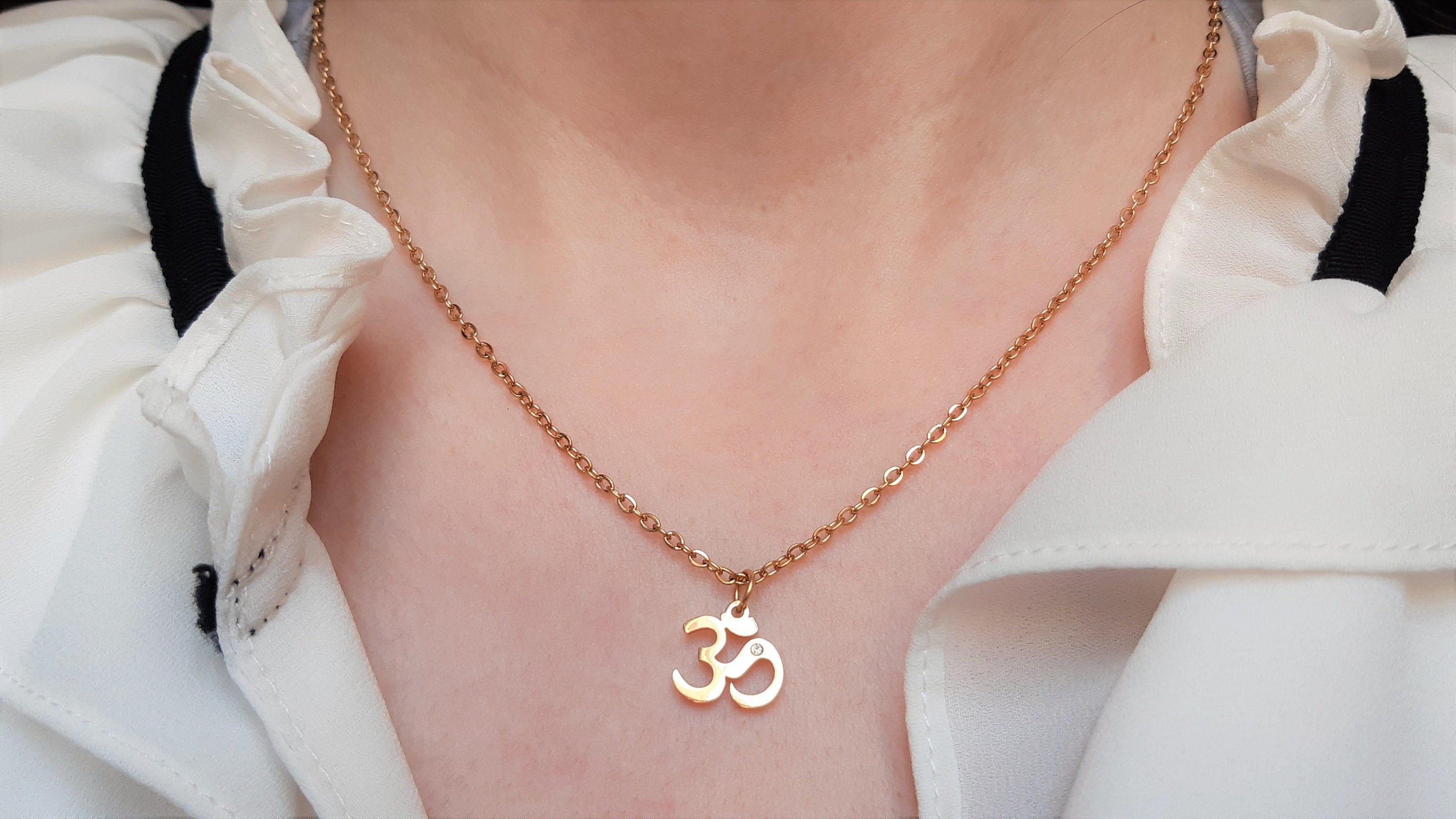 Om Gold Necklace Ohm Gold Pendant Etsy Australia
