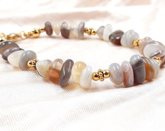 Agate Botswana irregular beaded bracelet