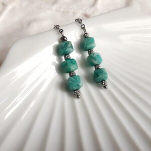 Boucles d'oreilles amazonite, pierre naturelle bleue clous d'oreilles image 2