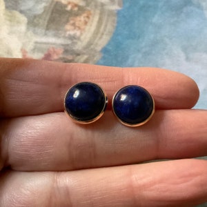 genuine LAPIS LAZULI Gold Plated Vintage Earrings - Original Beautiful Natural Lapis Lazuli Stone - Gold Plated - Jewel From France